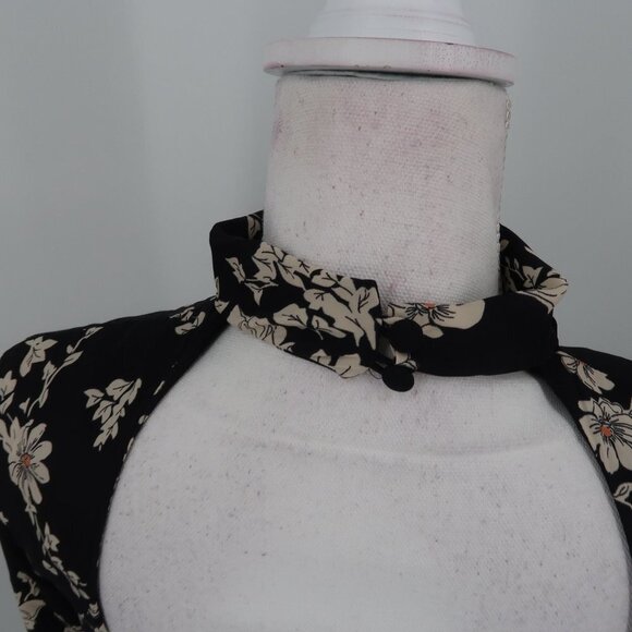 Free People Floral Tate Tunic in "Black Combo" Open Back Size Small NWT - Picture 7 of 9
